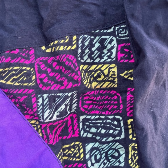 80s 90s Multicolored Neon Windbreaker Ski Jacket Pull OverTurtle Neck Medium - Picture 2 of 8